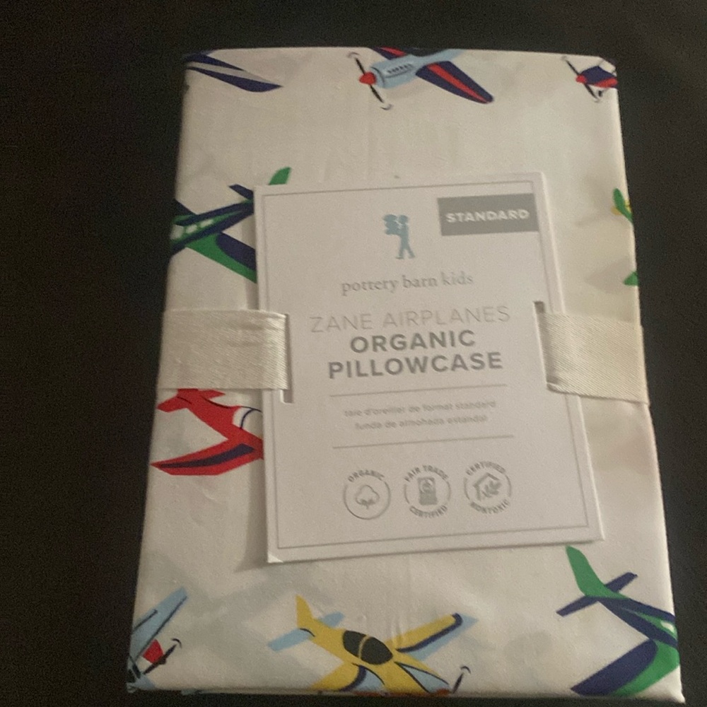 Pottery Barn Kids ZANE AIRPLANES
ORGANIC STANDARD 
PILLOWCASE NWT